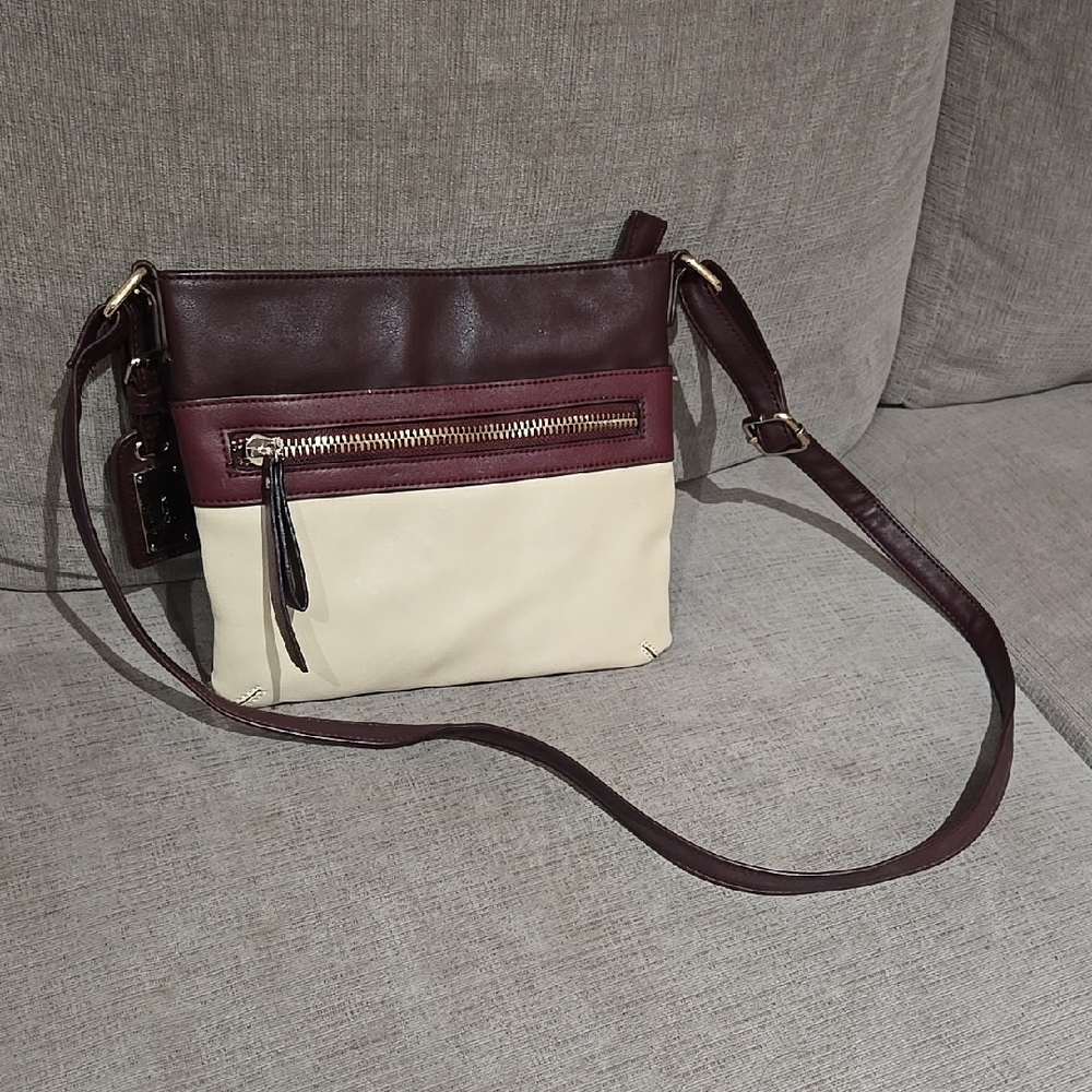 Elegant Burgundy and Cream Crossbody Bag